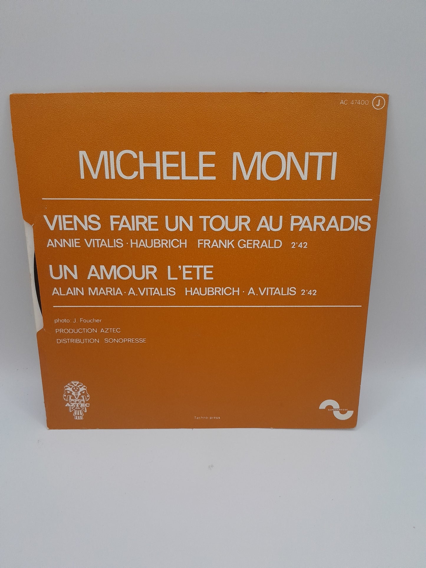 Vinyle 45-tours Michel Monti - "Viens faire un tour au Paradis / Un amour l'été"