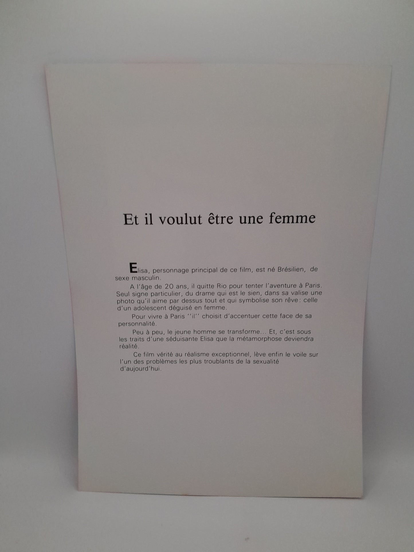 Affiche / Vidéo Club film "Et il voulut être une femme" 29 x 20.5