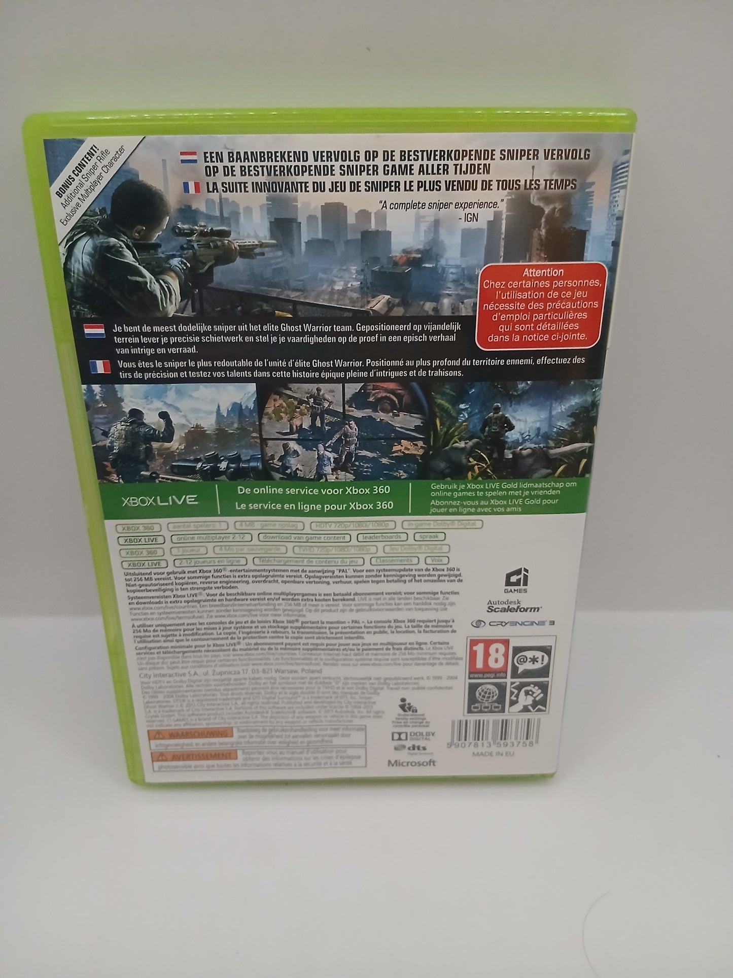Jeu Xbox360 Sniper 2 Ghost Warrior complet tbe vf