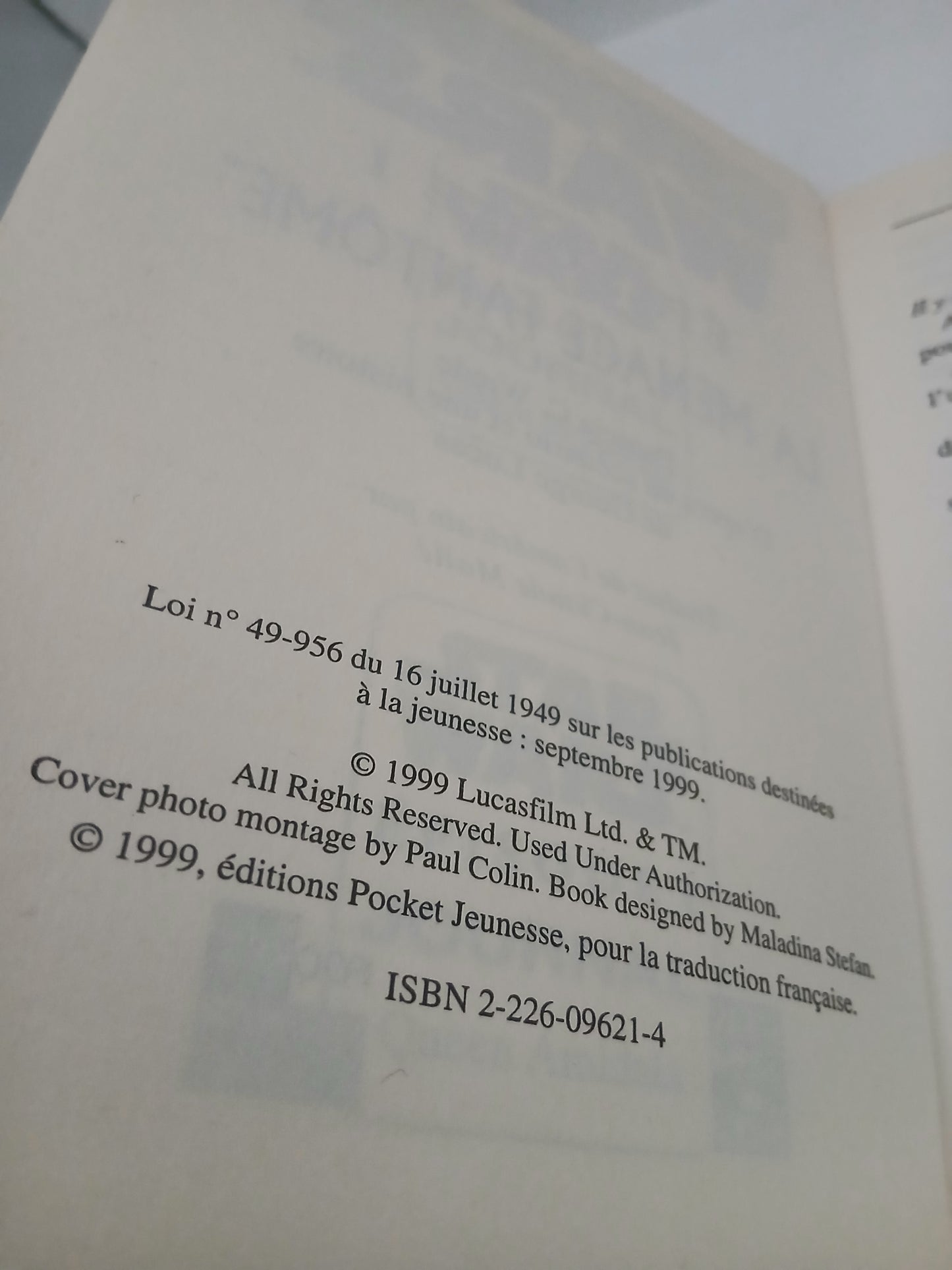 Livre Poche Star Wars Épisode 1 La menace Fantômes 1999