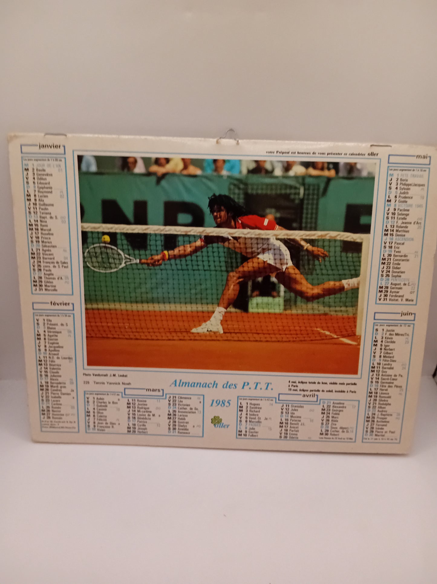Calendrier P.T.T 1985 Foot/ Tennis Yannick Noah
