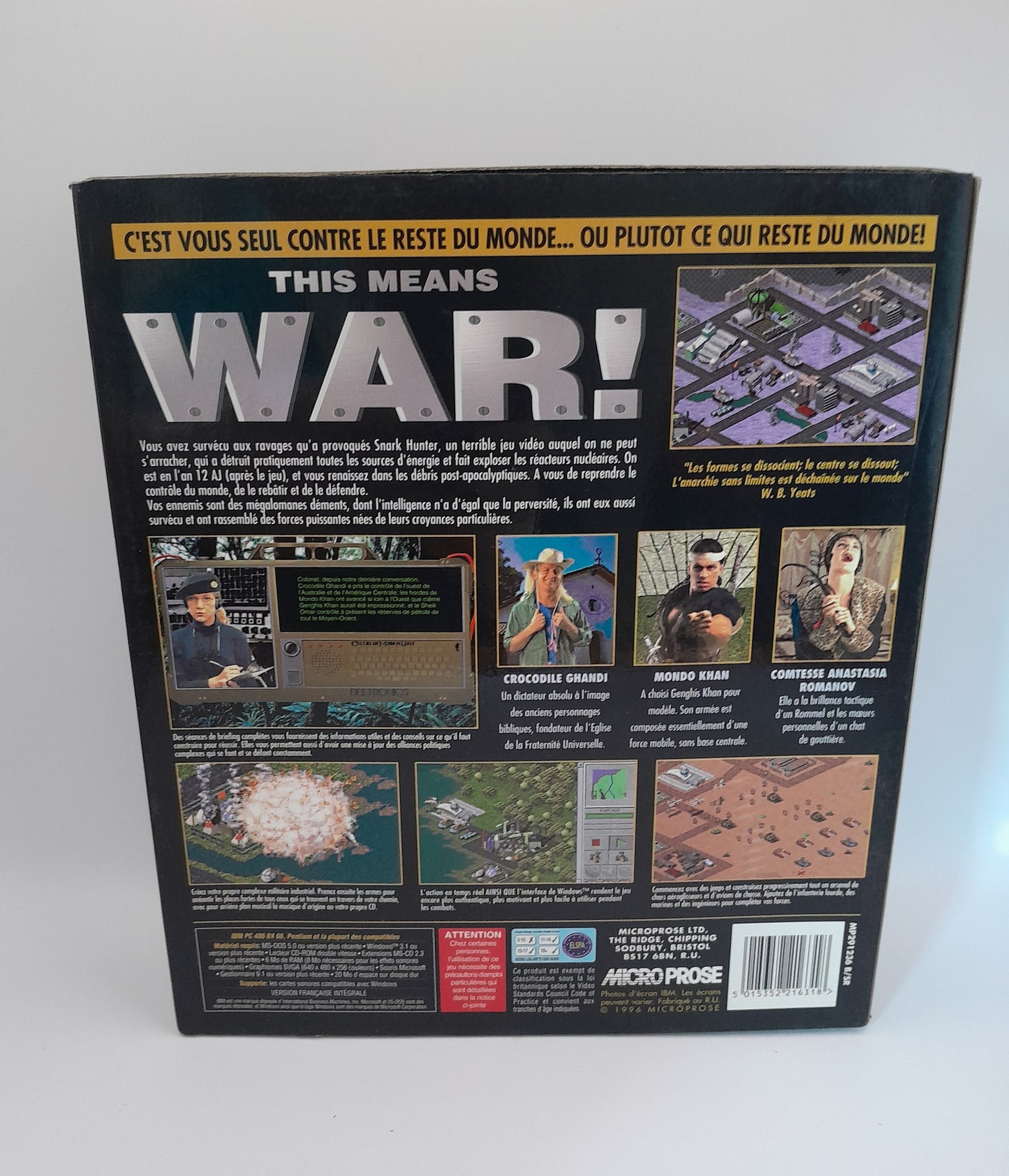 Jeu PC Big Box Cd rom "This Means War "- Édition Microprose