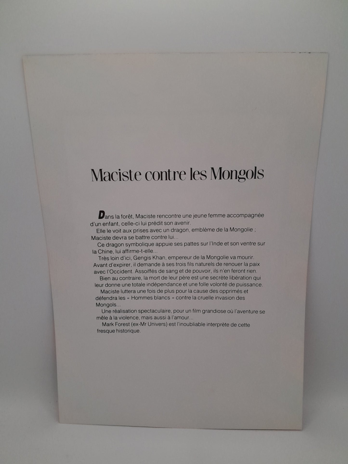 Affiche Vidéo Club du film: Maciste contre les Mongols 29 x 20.5 cm
