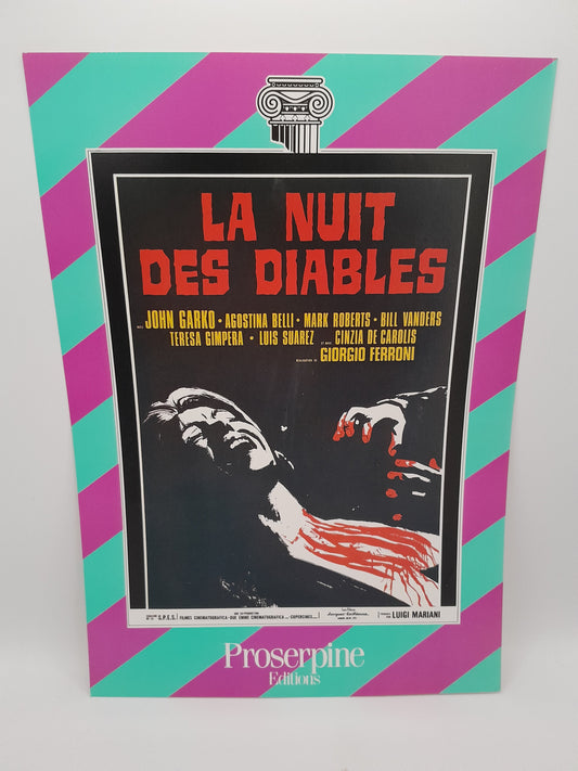 Affiche Vidéo Club  du film "La Nuit des Diables" 29 x 20.5 cm