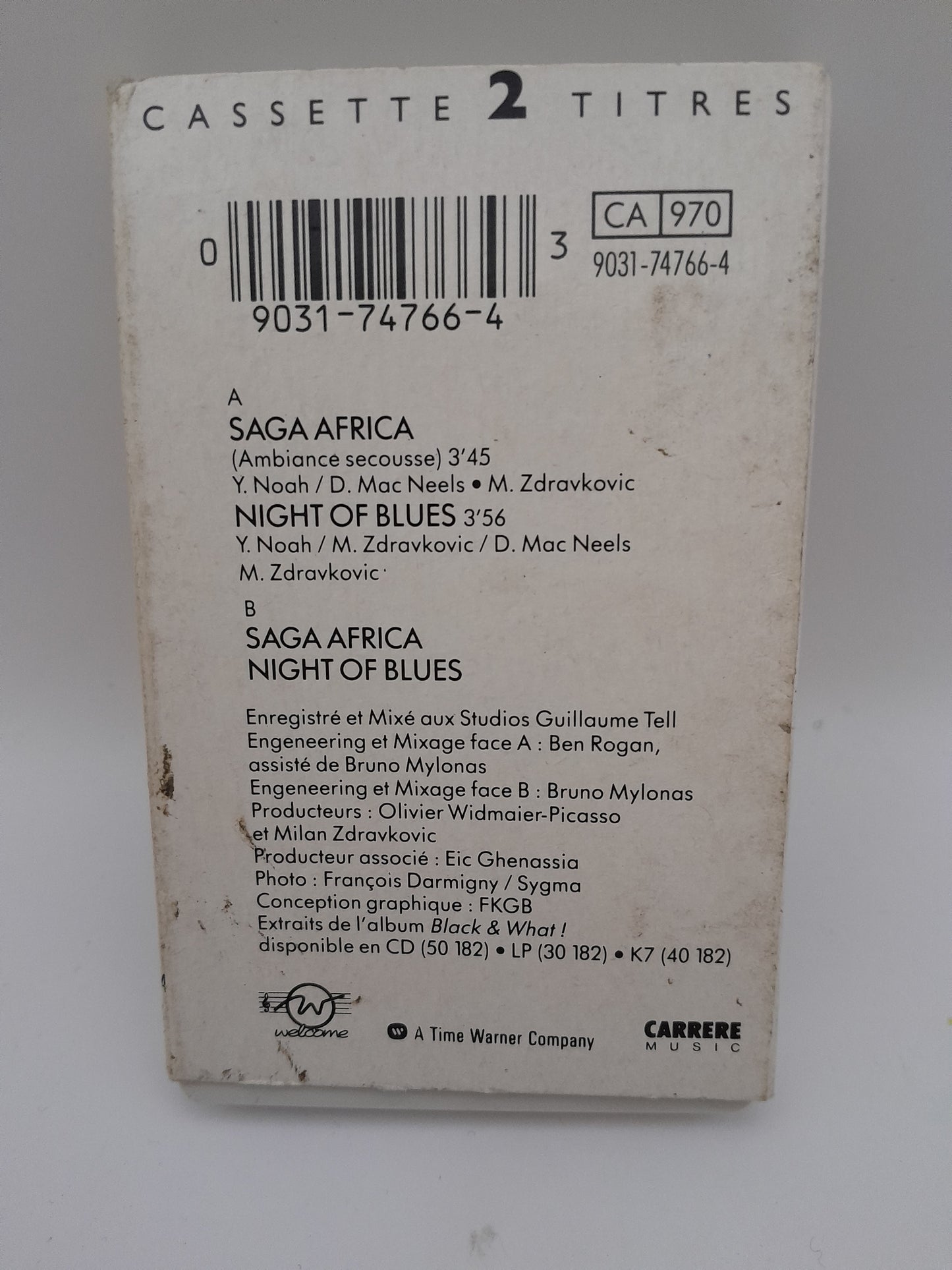 Cassette Audio 2 titres Yannick Noah Saga Africa