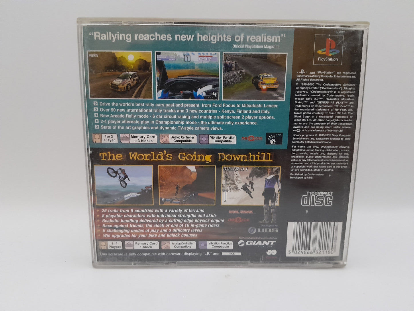 Jeu PS1 2 Games Colin McRae Rally 2.0, Downhill Mountain Biking