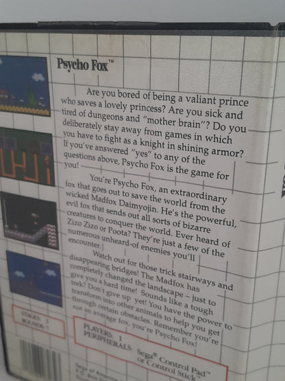 Boîtier Sega Master System - Psycho Fox (Version US)