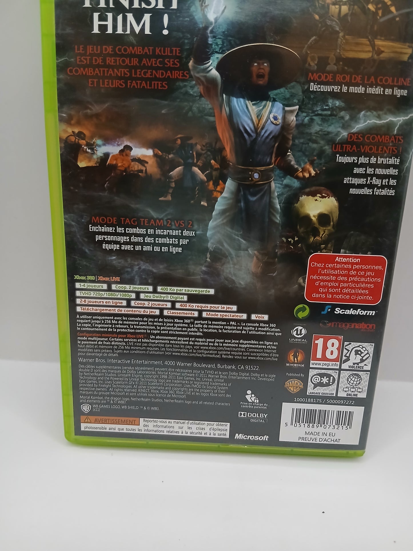 Jeu Xbox360 Mortal Kombat complet vf