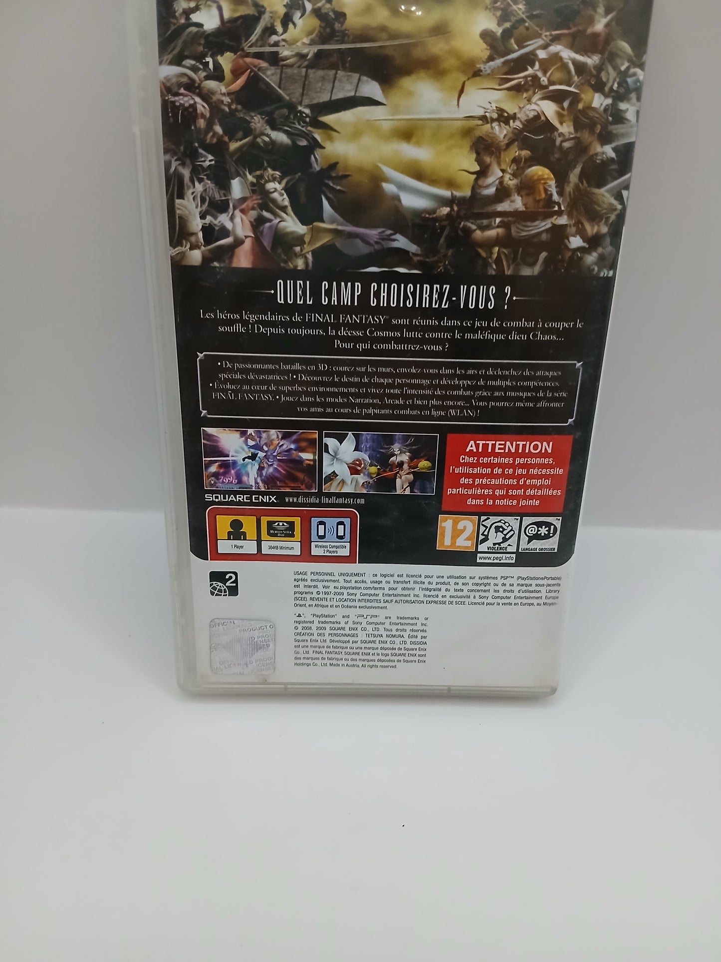 Jeu PSP Dissidia Final Fantasy sans notice fr